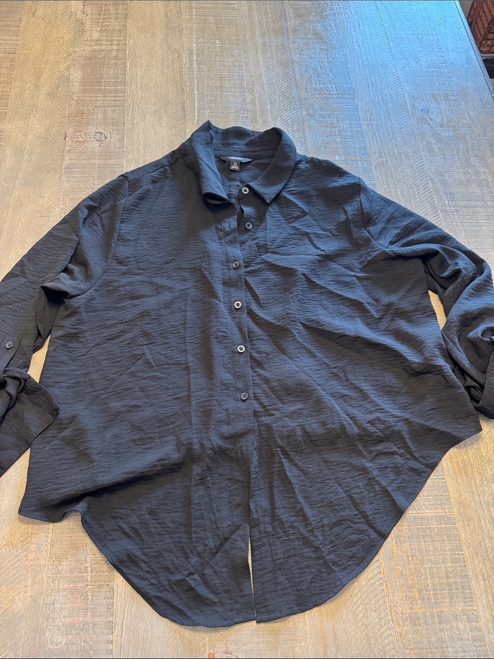 Simply Vera Vera Wang Black Lightweight Textured Button-Down Shirt